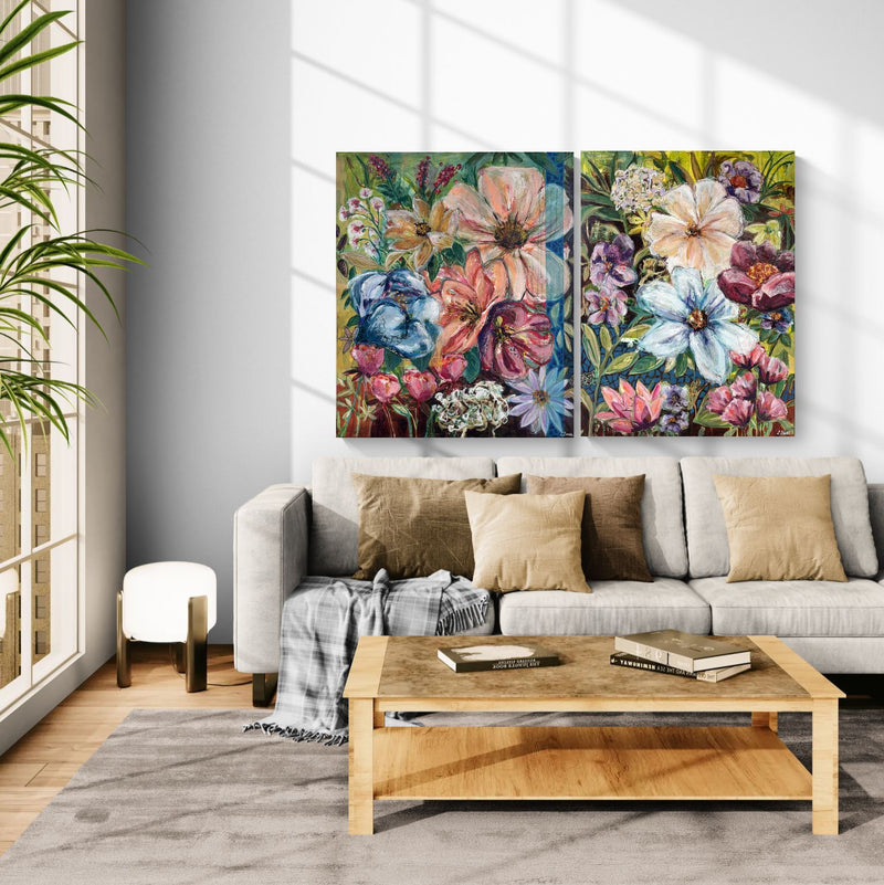Let the Stillness Begin, 120x90 cm - blomsterinspireret originalt maleri