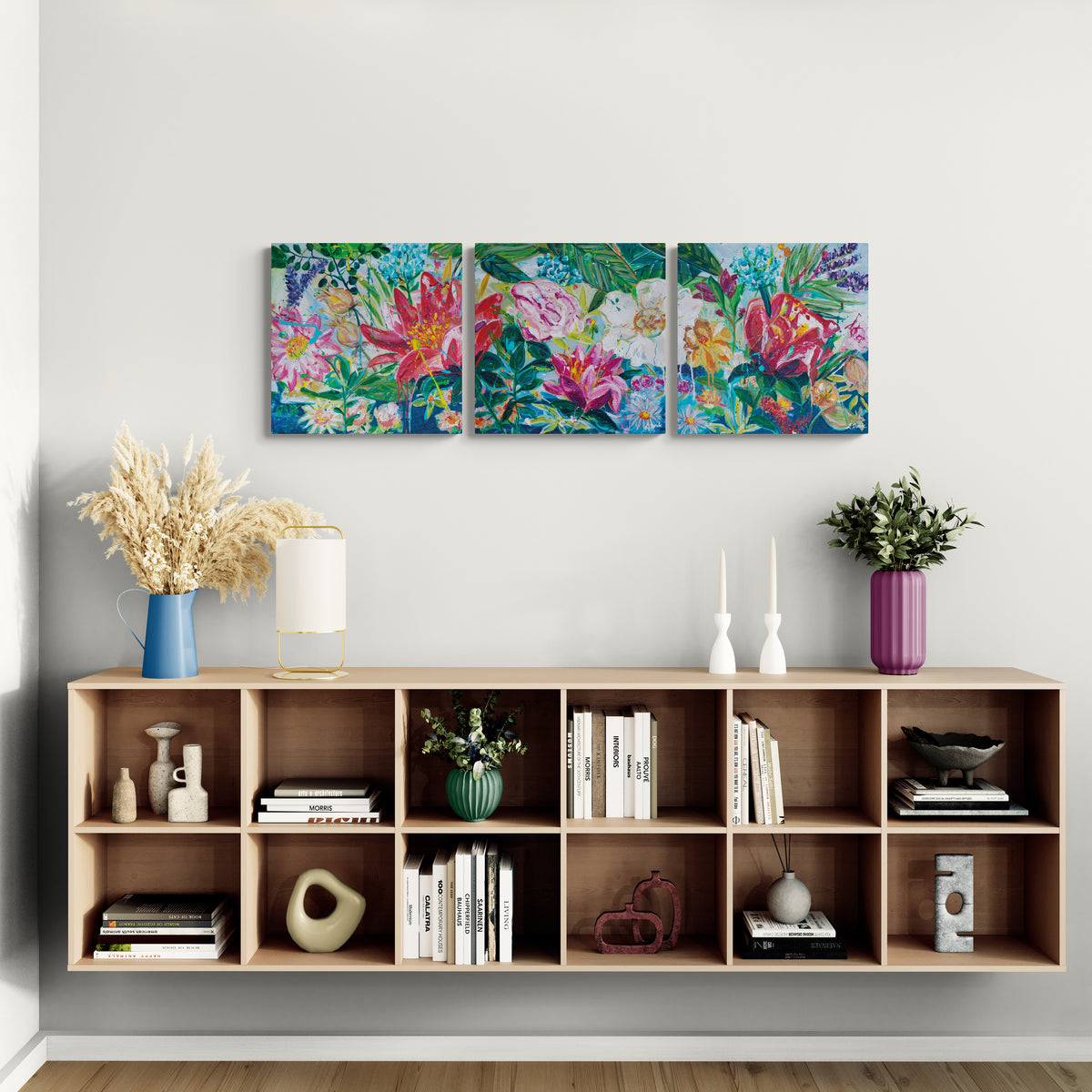 Garden of secrets 2, 50x50 cm - blomsterinspireret originalt maleri