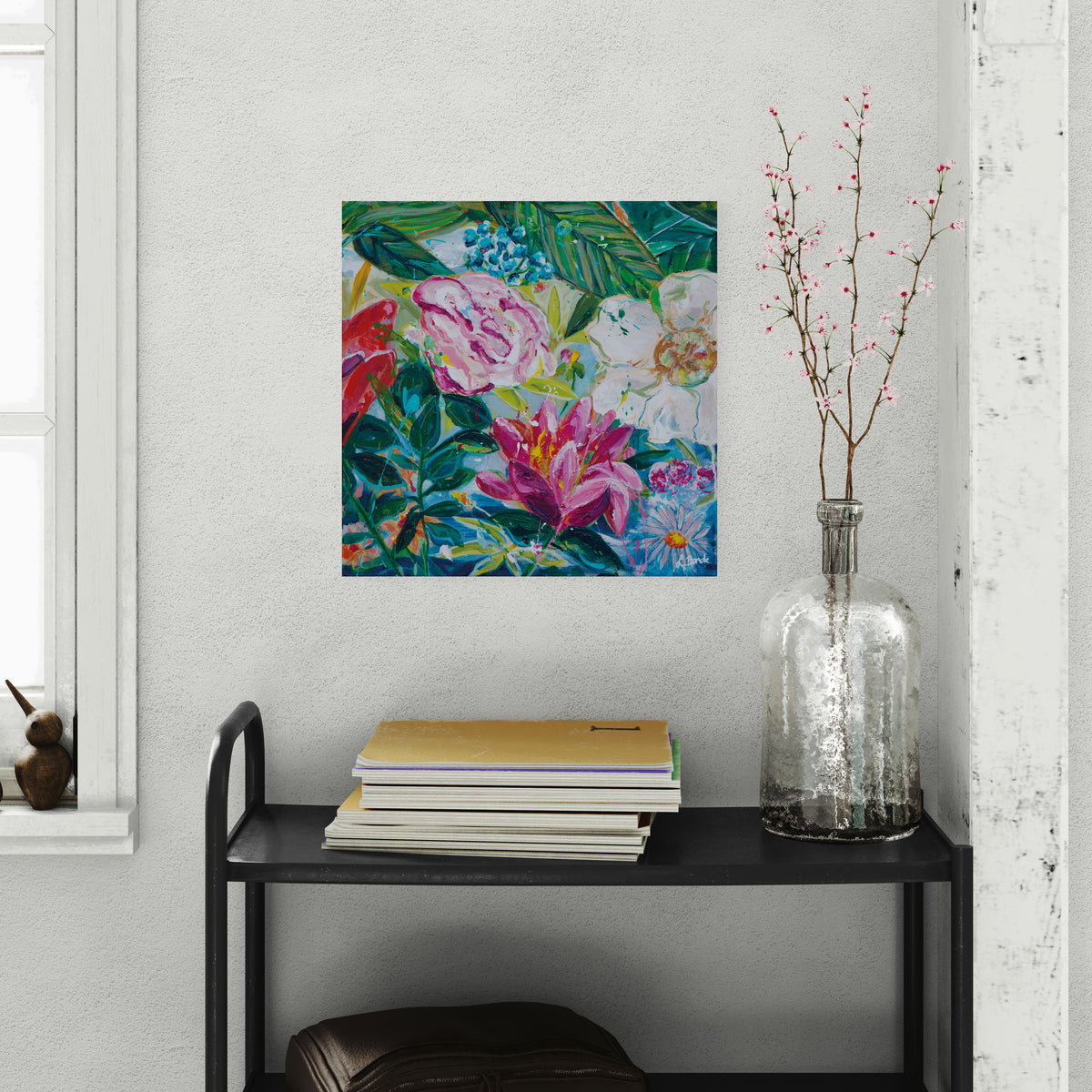 Garden of secrets 2, 50x50 cm - blomsterinspireret originalt maleri