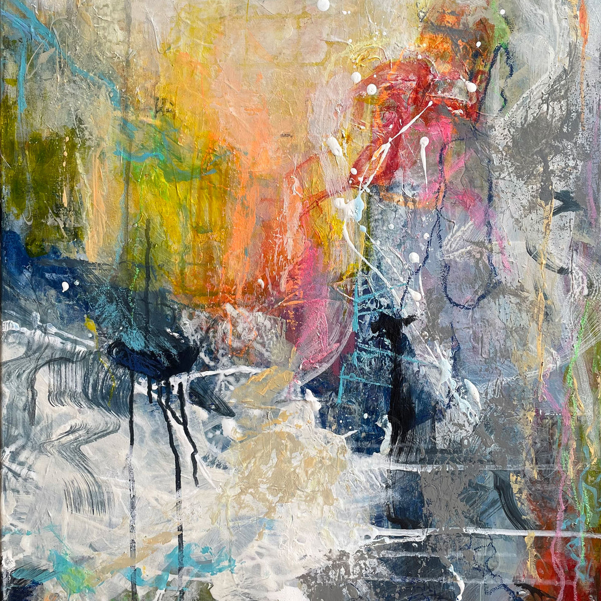 Double trouble, 70x50 cm - landskabsinspireret originalt maleri