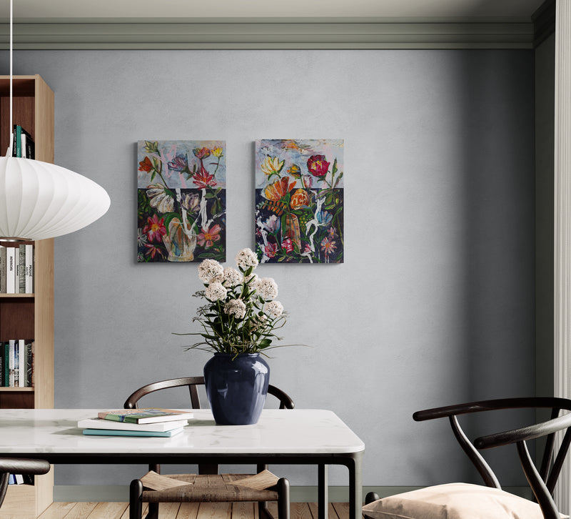 Longing for the sun, 70x50 cm - blomsterinspireret originalt maleri