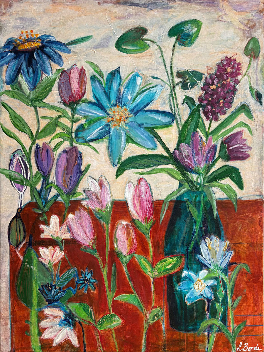 Flowers on the table, 80x60 cm - originalt maleri