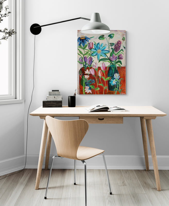 Flowers on the table, 80x60 cm - originalt maleri