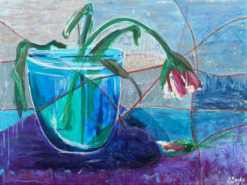 The last tulip, 60x80 cm - blomsterinspireret originalt maleri