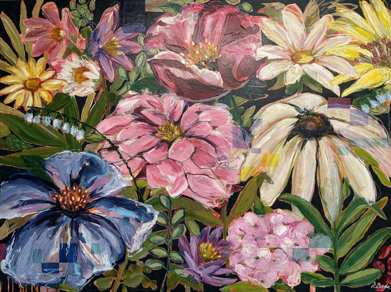Fragile wonders, 90x120 cm - blomsterinspireret originalt maleri