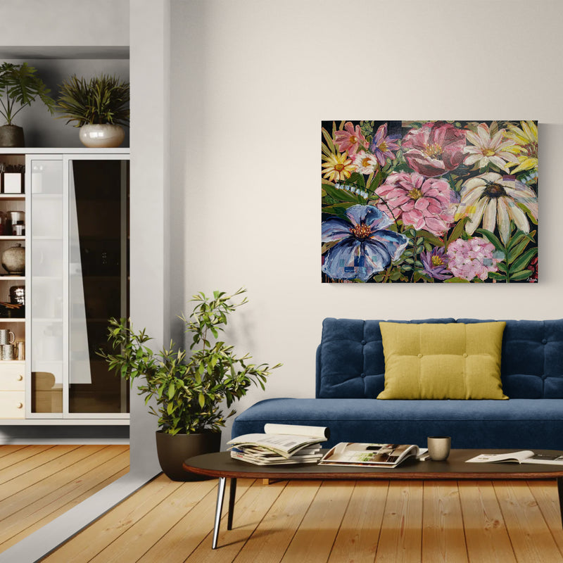 Fragile wonders, 90x120 cm - blomsterinspireret originalt maleri