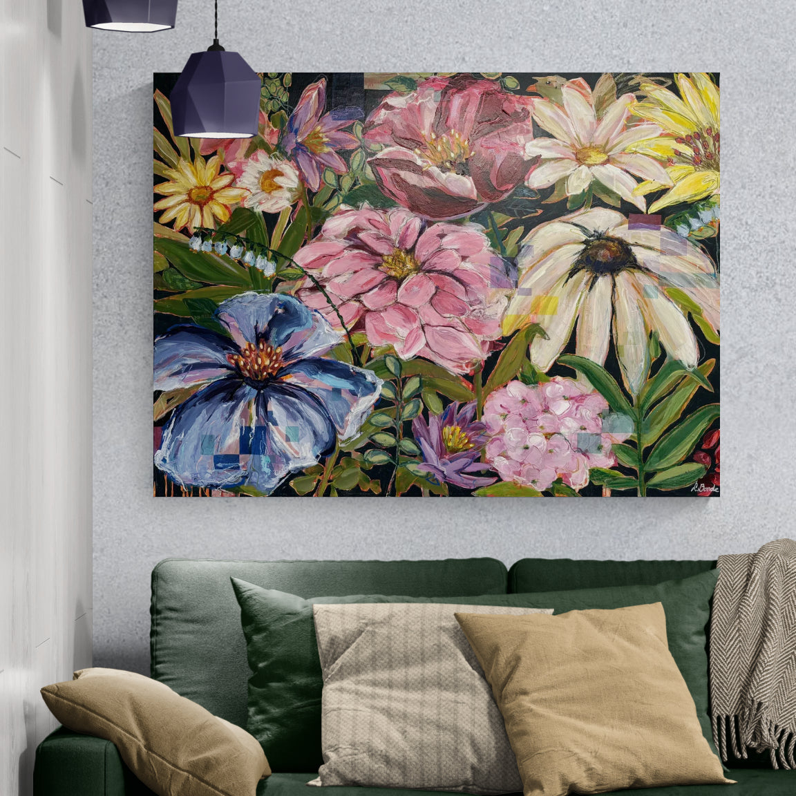 Fragile wonders, 90x120 cm - blomsterinspireret originalt maleri