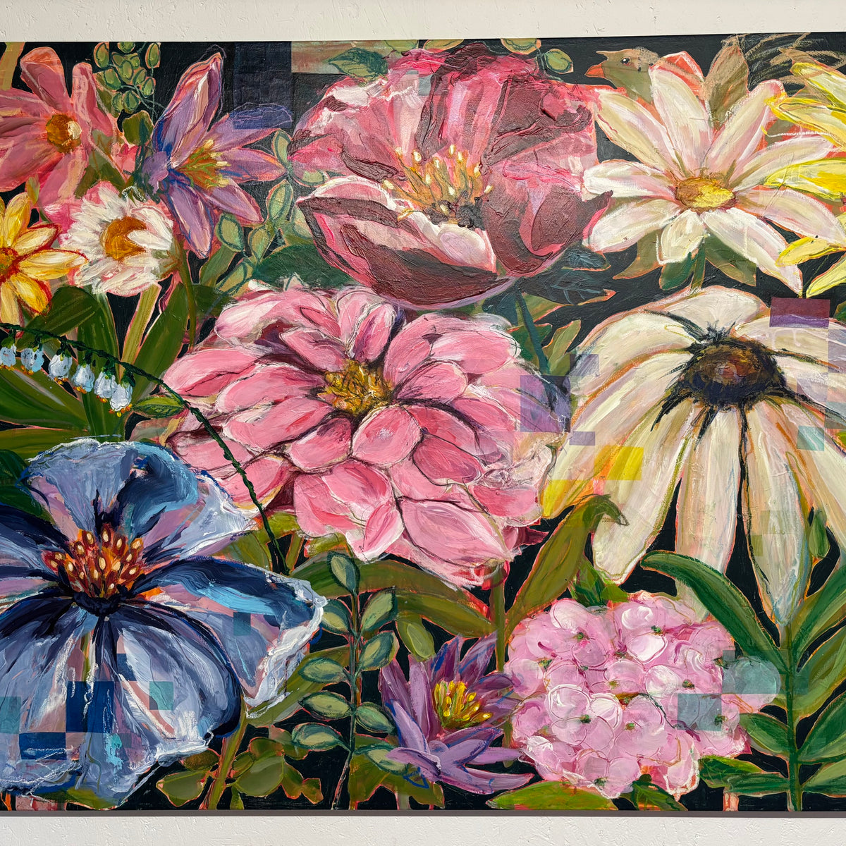 Fragile wonders, 90x120 cm - blomsterinspireret originalt maleri