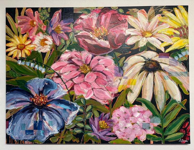 Fragile wonders, 90x120 cm - blomsterinspireret originalt maleri