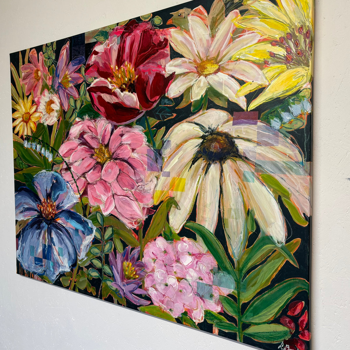 Fragile wonders, 90x120 cm - blomsterinspireret originalt maleri