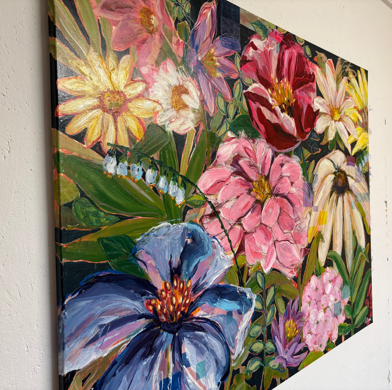 Fragile wonders, 90x120 cm - blomsterinspireret originalt maleri