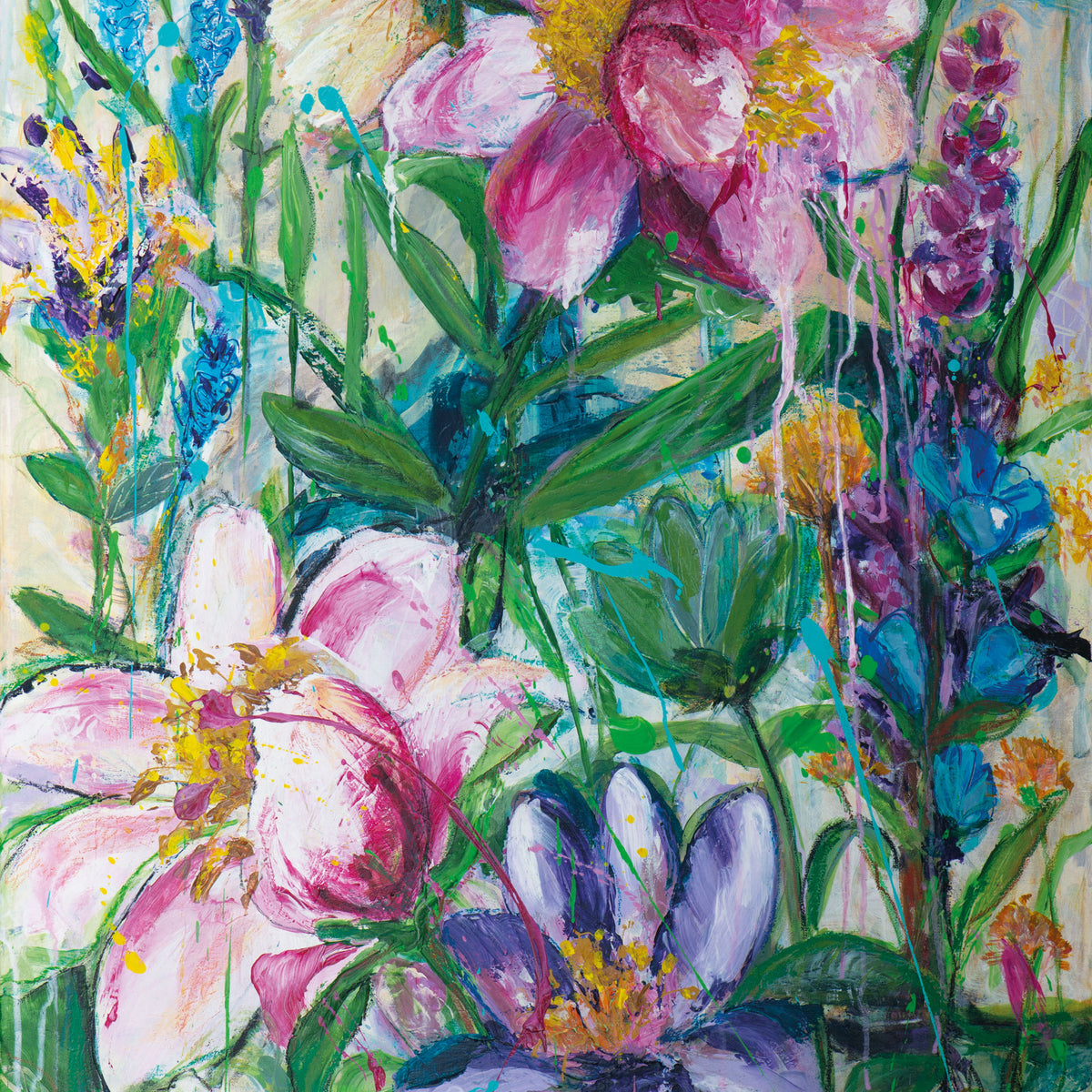 Blooming with grace, 100x70 cm - blomsterinspireret originalt maleri