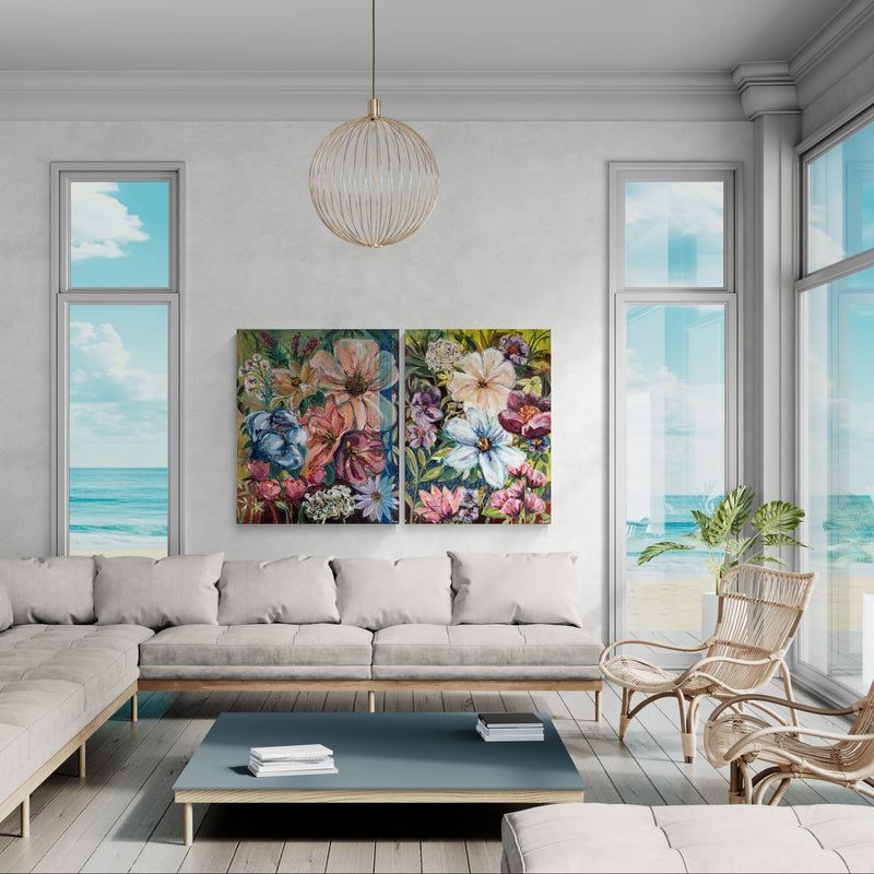 Breath it in, 120x100 cm - blomsterinspireret originalt maleri