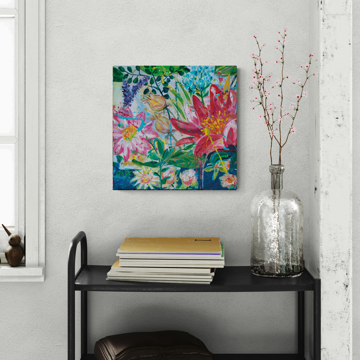 Garden of secrets 1, 50x50 cm - blomsterinspireret originalt maleri