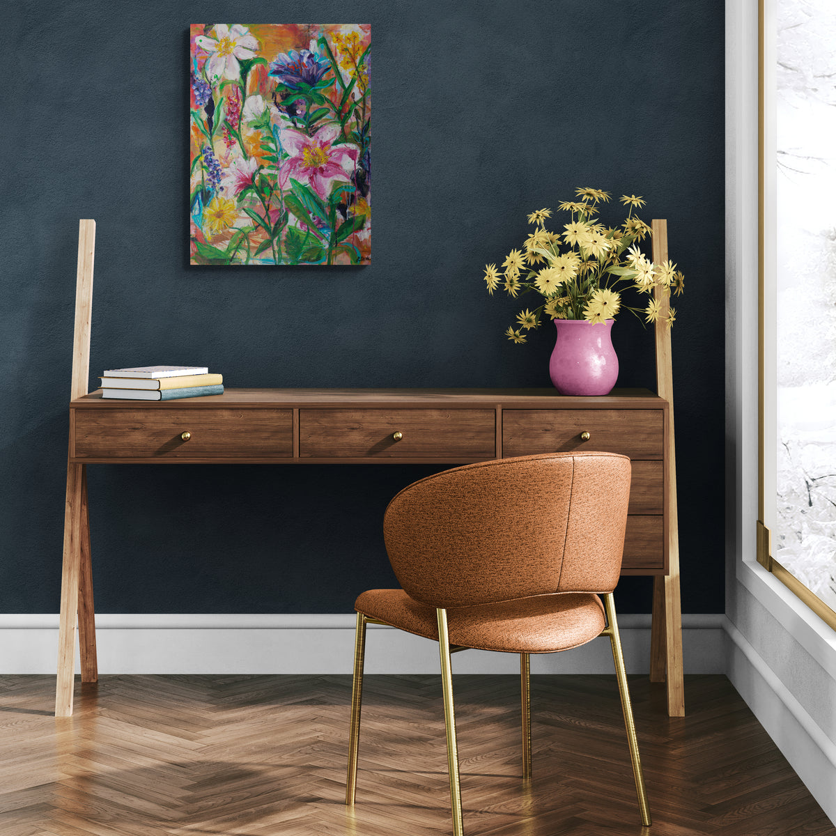 Blossom in Spring, 80x60 cm - blomsterinspireret originalt maleri