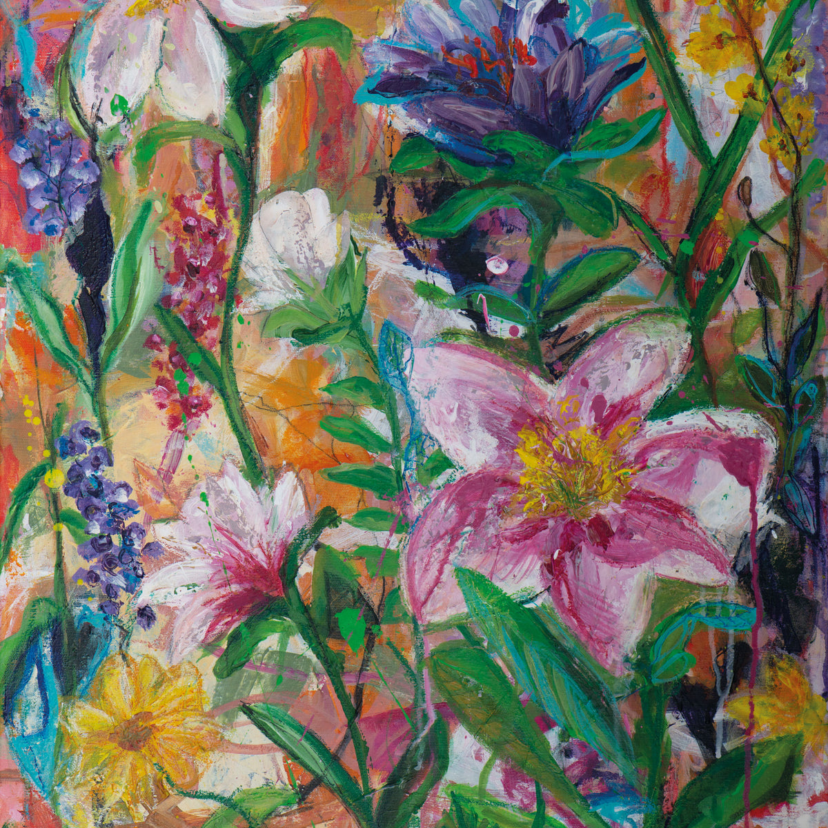 Blossom in Spring, 80x60 cm - blomsterinspireret originalt maleri