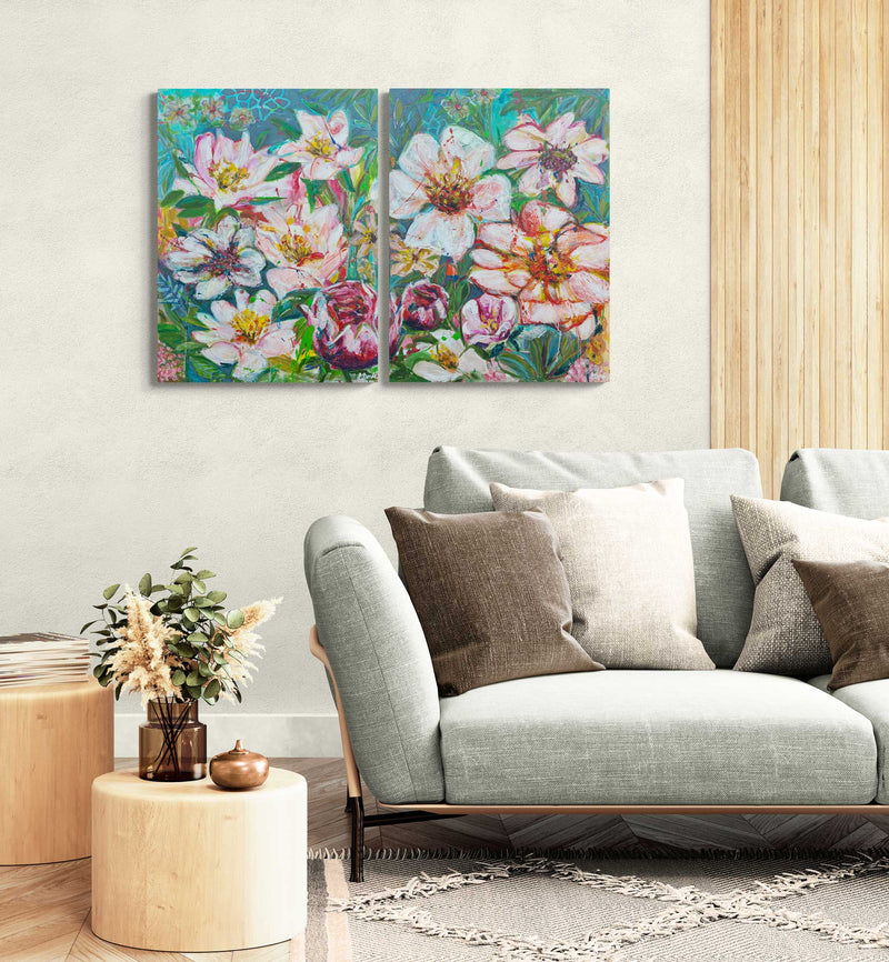 Forgotten summer vibes 2, 80x60 cm - blomsterinspireret originalt maleri (Kopi)