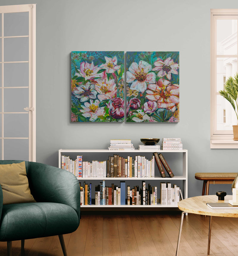 Forgotten summer vibes 2, 80x60 cm - blomsterinspireret originalt maleri (Kopi)