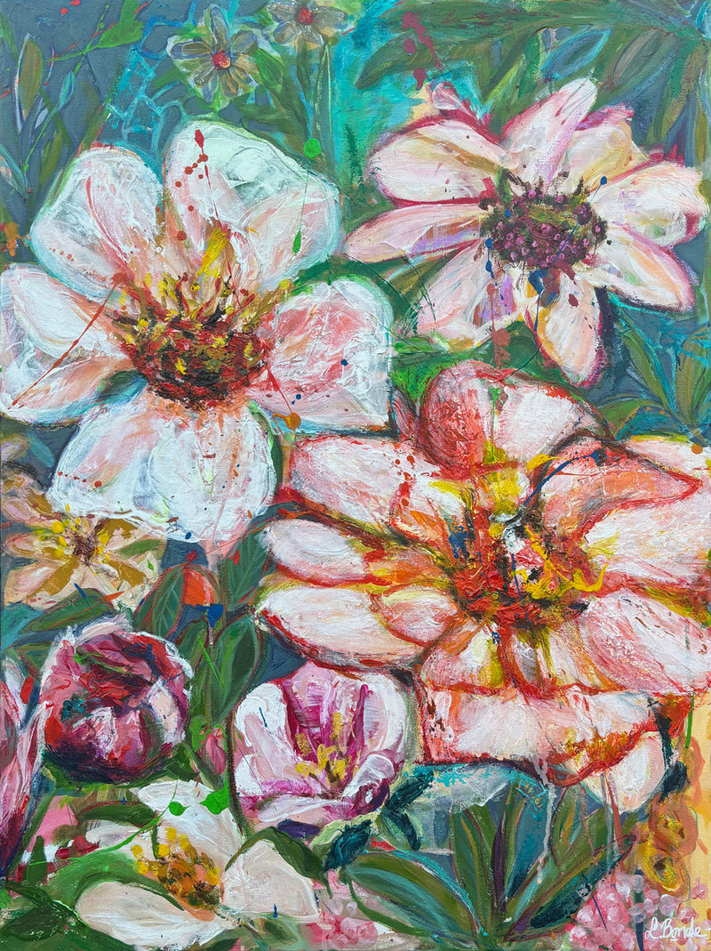 Forgotten summer vibes 2, 80x60 cm - blomsterinspireret originalt maleri (Kopi)