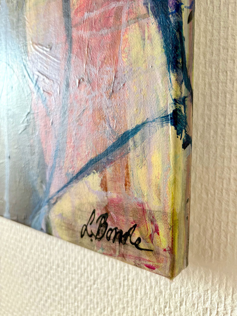 De g(l)emte fugle, 100x100 cm - blomsterinspireret originalt maleri