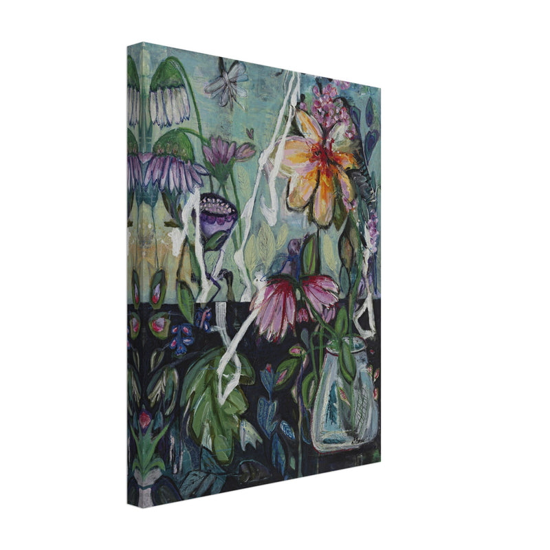 Flowers in a vase - blomsterinspireret lærredstryk i topkvalitet
